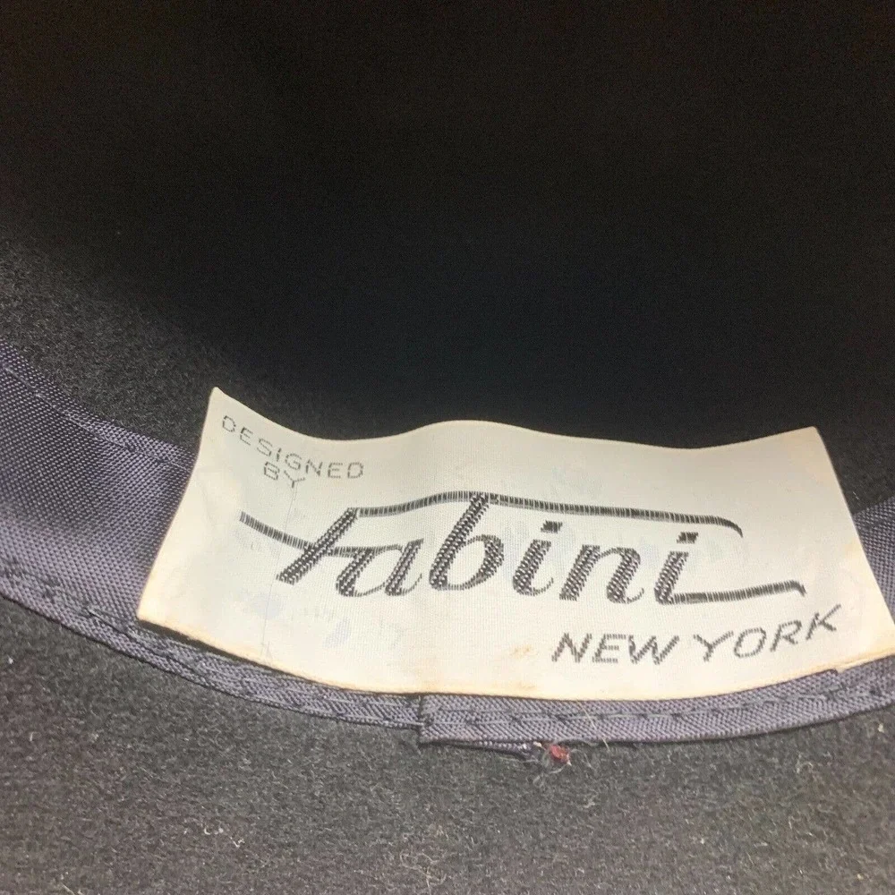 Vintage Fabini New York Lancaster Hat Black 100% Wool Western High Dome